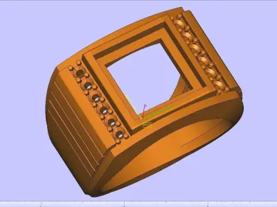 man ring  with precious stones 3D print model