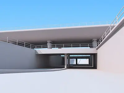 Overpass plane flying in sky 3D model