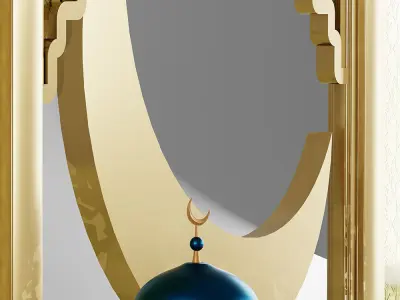 Eid Mubarak 3D Scene Crescent Moon Lanterns Blender 3D model