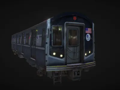 NY Train and Wagon Low-poly 3D model