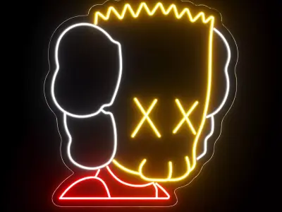 KAWS Bart Simpson Neon Sign 3D model