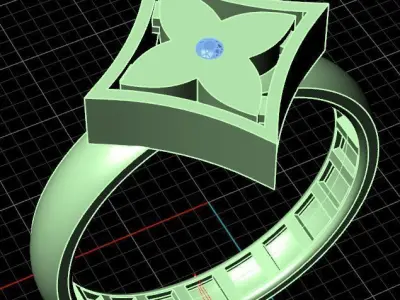 Louis Vuitton Style Diamond Ring 3D print model