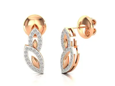 Earrings-2754 rose gold earring with diamonds 3D print model