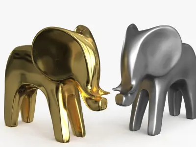 Elephant Figurines Statuette Low-poly 3D model