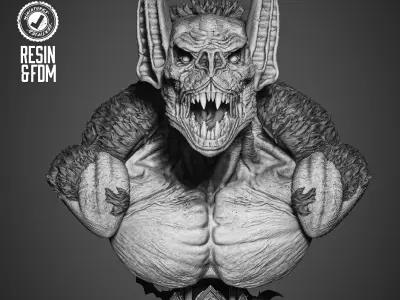 B3DSERK Man Bat Bust Portrait 3D print model