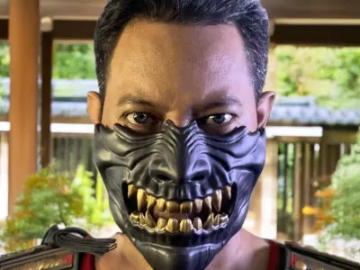 Oni Mask 14 Demon Half Face 3D print model