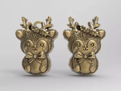 christmas cute deer ribbon bow decor  3D print model