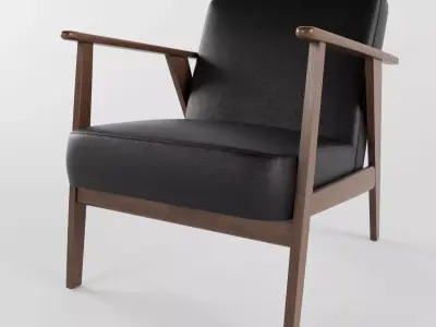 Black Leather Luxury Armchair 3D model