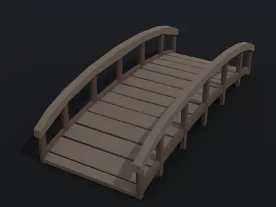 Cartoon medieval bridge kit Polygonal Style Low-poly 3D model