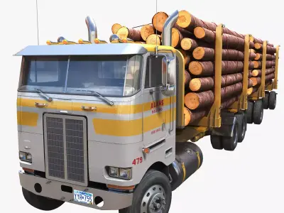 Peterbilt 362 logger truck Low-poly 3D model
