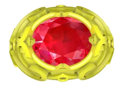 Luxury Ornamental Men Ring with Large Center Stone  4922 3D print model