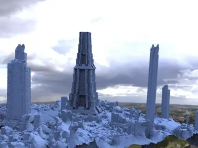 Sci Fi City With Tall Towers 3D model