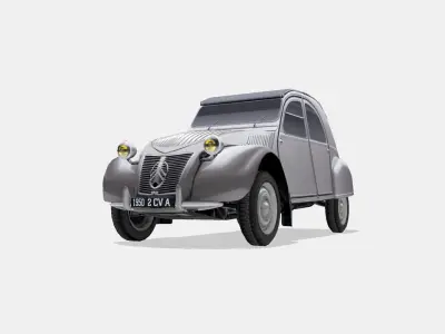 Citroen 2CV A 1950 Low-poly 3D model