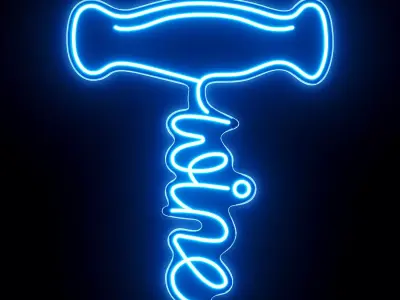 Wine Corkscrews Neon Sign 3D model