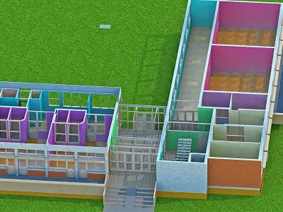 Kindergarten floor plan of building 3D model