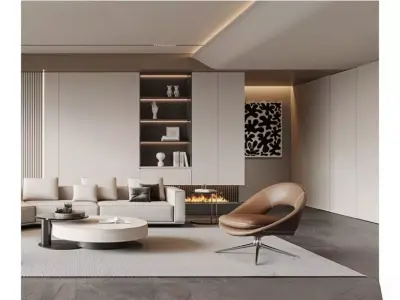 Modern light luxury living room 3D model 4