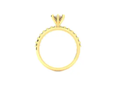 6 Prong Classic Engagement Ring w Pave Side Stones ENGCP01 STL 3D print model