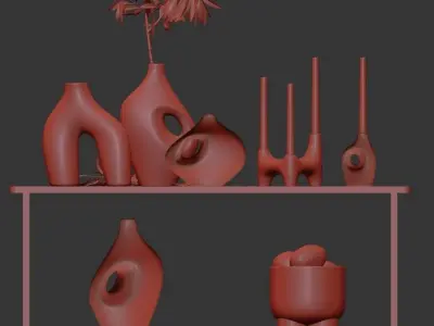 HM Stoneware Vase 1 - Light Beige - Decorative Vase 3D model