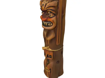 Polynesian Carved Tiki Totem Pole Low-poly 3D model