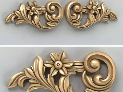 Carved decor horizontal 030 3D model