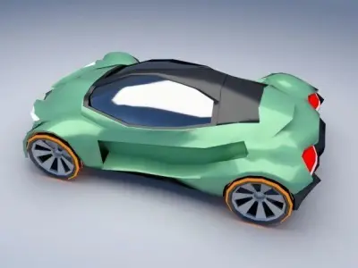 Lowpoly EfuturON futuristic concept car Low-poly 3D model