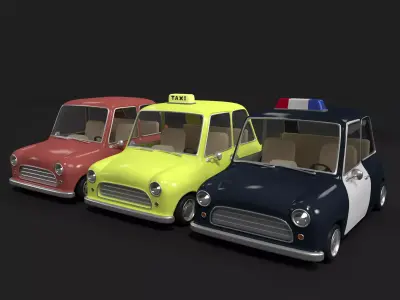 Cartoon police Car - taxi 3D model