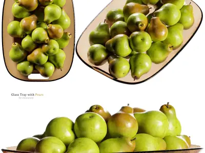 Lunea Glass Tray Centerpiece with Pears 3D model