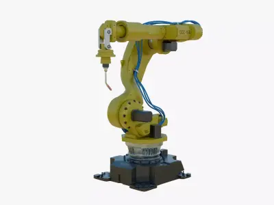 Industrial Welding Robot Yellow Clean Low-poly 3D model