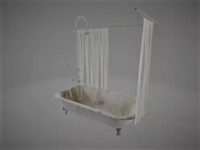  Old Bathtub - Low Poly 3D model