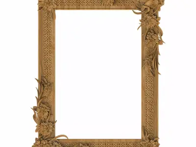 Carved picture frame STL 3D model 90
