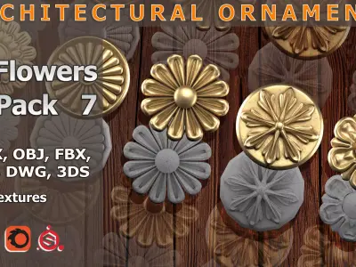 5 Flowers Ornamental Pack 7 3D model