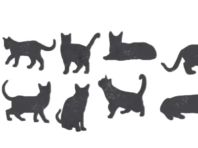 Cat Silhouettes Symbols 02 Low-poly 3D model