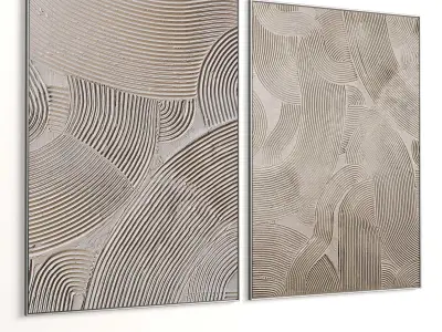 Plaster Two Photo Frame 345 Low-poly 3D model