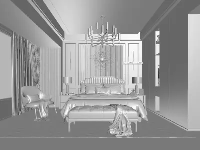 Modern Light Luxury Bedroom Model 3D model