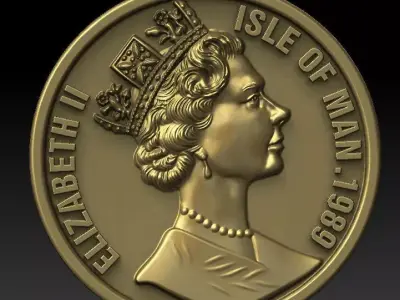 queen elizabeth coin 3D print model