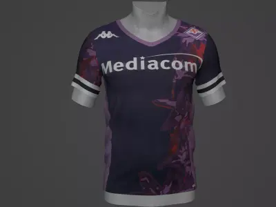 Fiorentina Football Jersey T-Shirt - Soccer Kit Low-poly 3D model