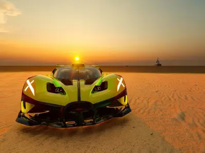 Bugatti 2023 3D model sports car Bugati Bolide  Low-poly 3D model