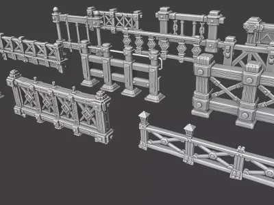 Stylized Railings 3D model