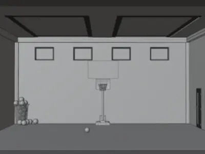 BASKET BALL COURT WITH BASKETBALL Low-poly 3D model