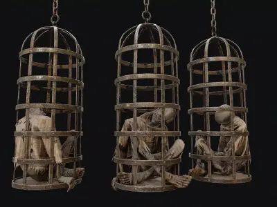 Prisoner Corpse in Cage 2 Low-poly 3D model