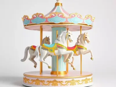 Vintage Carousel model pack Low-poly 3D model