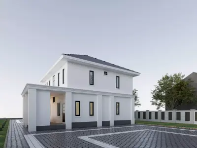 Luxury 2-Story Neoclassic Villa Exterior ONLY 3D Model Scene 3D model