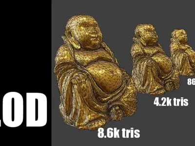 Buddha bronze statue Low-poly 3D model