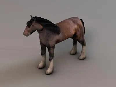Heavy draft horse Low-poly 3D model