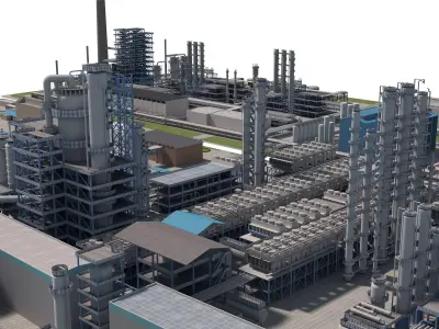 Refinery low-poly 3D model