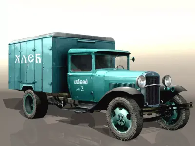 GAZ-AA Auto-van Bread Low-poly 3D model