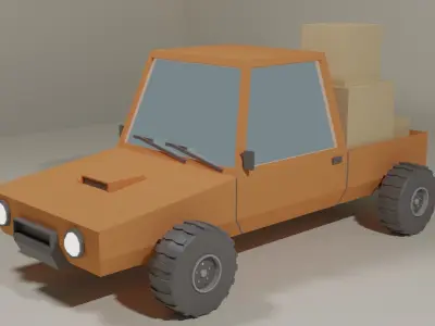 Truck Lowpoly with boxes Low-poly 3D model
