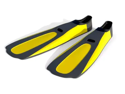 Dive Flippers Yellow Low-poly 3D model