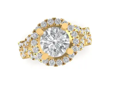 Luxury Halo Diamond Engagement Ring Jewelry 3D Model 1502 3D print model