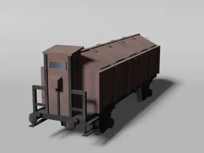 Old German lidded railcar 3D model